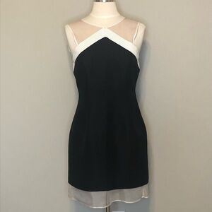 Wai Ming Black Dress with Leather and Mesh Details